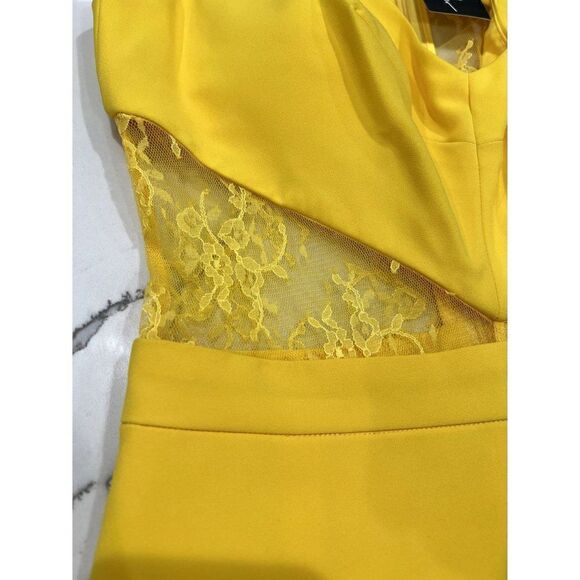 Nicole Miller Collection NWT Lace Cutout Minidress in Yellow Size 0 - Picture 4 of 8